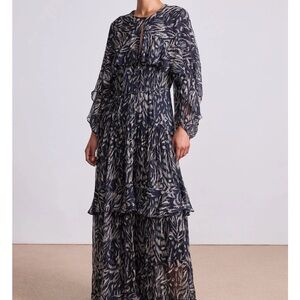 Apiece Apart NWT Daphne Maxi Dress Elegant Black and White Patterned